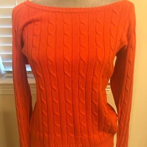 Orange AE cable knit sweater